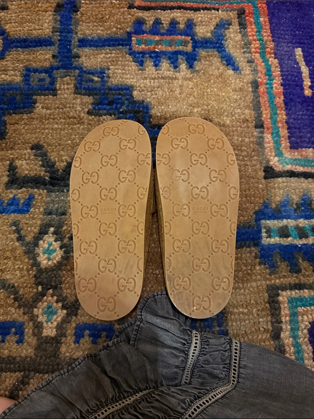 Gucci Tan Suede GG Embossed Slip-On Loafers - Picture 8 of 9